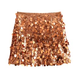 Willshela Women Fashion With Sequined Solid Side Zipper Mini Skirt Vintage High Waist Female Chic Lady Skirts