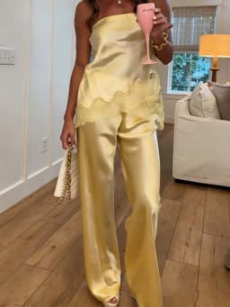 New Fashion Satin Silk Wide Leg Dress Pants for Women Low Rise Baggy Pants Y2K Holiday Party Long Flowy Trousers