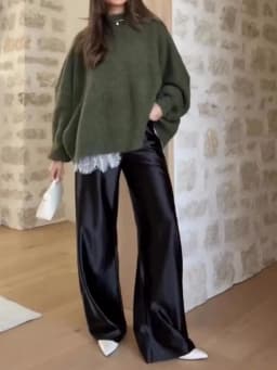 New Fashion Satin Silk Wide Leg Dress Pants for Women Low Rise Baggy Pants Y2K Holiday Party Long Flowy Trousers