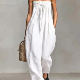 Summer Women's Romper Sleeveless High-End Loose Straight Leg Pants Cross-Border Long Jumpsuit Female Fashionable One-Piece Suit