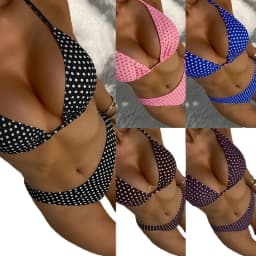 2026 Dot Print Bikini Set Retro High Waisted Swimsuit Women Adjustable String Tie Two Piece Bathing Suit for Beach