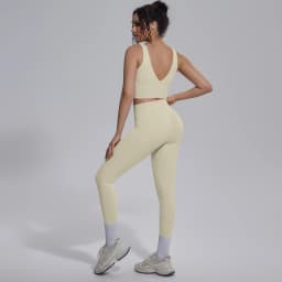 2PCS Yoga Set for Woman's Quick Drying Legging Outdoor Running Fitness Pants Summer Gym Backless Sports Bra with Chest Pad