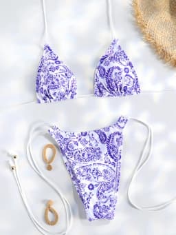 Sexy Triangle Mini Bikini Sets Micro Thongs Swimsuit Women Bathing Suit Biquini Bandage Beachwear Print Swimwear Thong Bikini