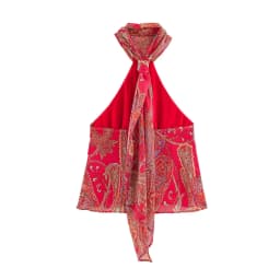 BSAY Summer Bohemian Women Bow Halter Neck Sleeveless Top High‑Waist Flowy Long Skirt With Belt Holiday 2‑Piece Matching Outfit