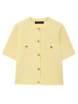 HXAO Cardigan Woman Knitwear Button Ladies Short Sleeve Knit Bolero Women's Tricot Top Summer Outerwear Crop Cardigan Top Female