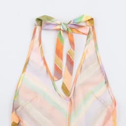 BSAY Women Halter Maxi Dress V‑Neck Colorful Chevron Stripe Print Sleeveless Back Tie Long Dress Summer Beach Vacation Sundress