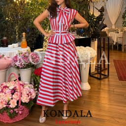 KONDALA Holiday Casual Chic Women Long Skirt Striped Zipper A-Line Draped Skirt Fashion 2026 Summer Fall Night Out Party Skirt