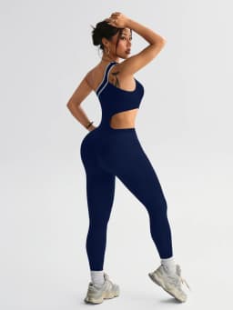 Women Seamless Yoga Jumpsuit Workout Bodysuit Tummy Control Butt-Lifting Gym Clothes Sleek Sportswear Striped Athletic Outfit