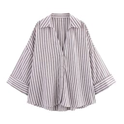 MUJER Striped Women's Shirt White Loose Casual Shirts for Women Summer Button up Shirts and Blouses Woman Wide Sleeve Ladies Top