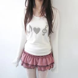 Karrram Japanese Y2k Heart Print T-shirt Vintage Harajuku Long Sleeve Gray T Shirt Korean 2000s Style Streetwear American Retro