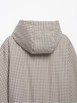 TFMLN Autumn Women Plaid Hooded Cropped Jacket 2026 New Zipper Drawstring Hem Long Sleeve Loose Casual Outerwear Lady Outfit