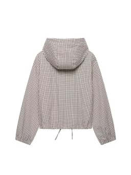 TFMLN Autumn Women Plaid Hooded Cropped Jacket 2026 New Zipper Drawstring Hem Long Sleeve Loose Casual Outerwear Lady Outfit