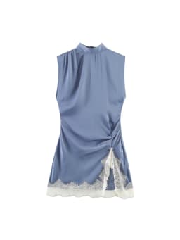 TFMLN Summer Sexy Mini Dress For Women Sleeveless Streetwear Fashion Lace Trim Split Slim Dress Party Elegant Dresses 2026