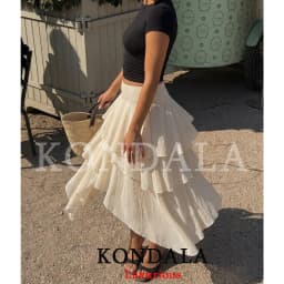 KONDALA Holiday Chic Ruffles Long Skirts Women Mid Waist Zipper Irregular Skirts Fashion 2026 Spring Summer Vacation Beach Skirt