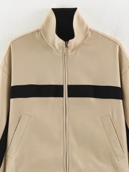 Women Khaki Jackets Autumn Female Chic Color Blocking Stand Collar Long Sleeved Zipper Coats Lady Casual Streetwear Jackets