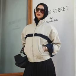Women Khaki Jackets Autumn Female Chic Color Blocking Stand Collar Long Sleeved Zipper Coats Lady Casual Streetwear Jackets