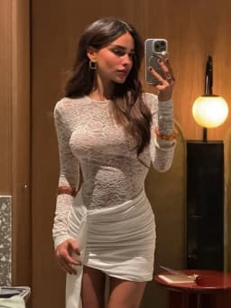CNYISHE Lace Sheer Bodycon Sexy Club Women Dresses Solid Hip Wrap Fitness Skinny Trendy O Neck Long Sleeve Female Streetwear