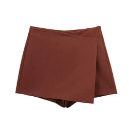 Women Fashion Pareo Style Asymmetric Shorts Skirts Vintage High Waist Side Zipper Female Skort Mujer
