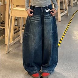 Casual Womens Y2K Loose Baggy Jeans Blue Washed High Street Vintage Cargo Pants Wide Leg Oversized Trousers Y2K Pants