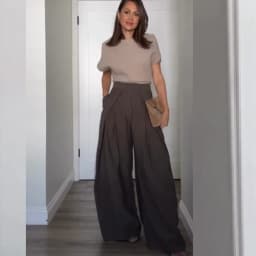 HXAO Women's Pants Baggy Wide Pants For Woman Minimalist Pleated Stripe Casual Pants Women Office Green Oversize Suit Trousers