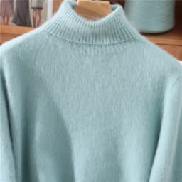 Autumn And Winter New 100% Mink Cashmere Sweater Ladies' High Lapel Solid Color Padded Pullover Wool Knitted Bottoming Shirt
