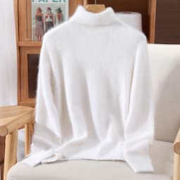 Autumn And Winter New 100% Mink Cashmere Sweater Ladies' High Lapel Solid Color Padded Pullover Wool Knitted Bottoming Shirt