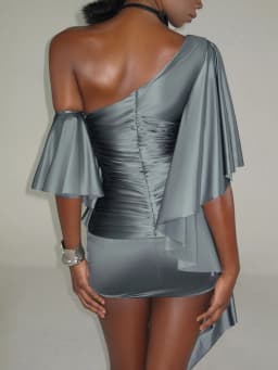 Nibber Off Shoulder Mini Dress Woman Sexy Fashion Skew Collar Flared Sleeve Skinny Peach Hip Midnight Club Party Elegant Bodycon