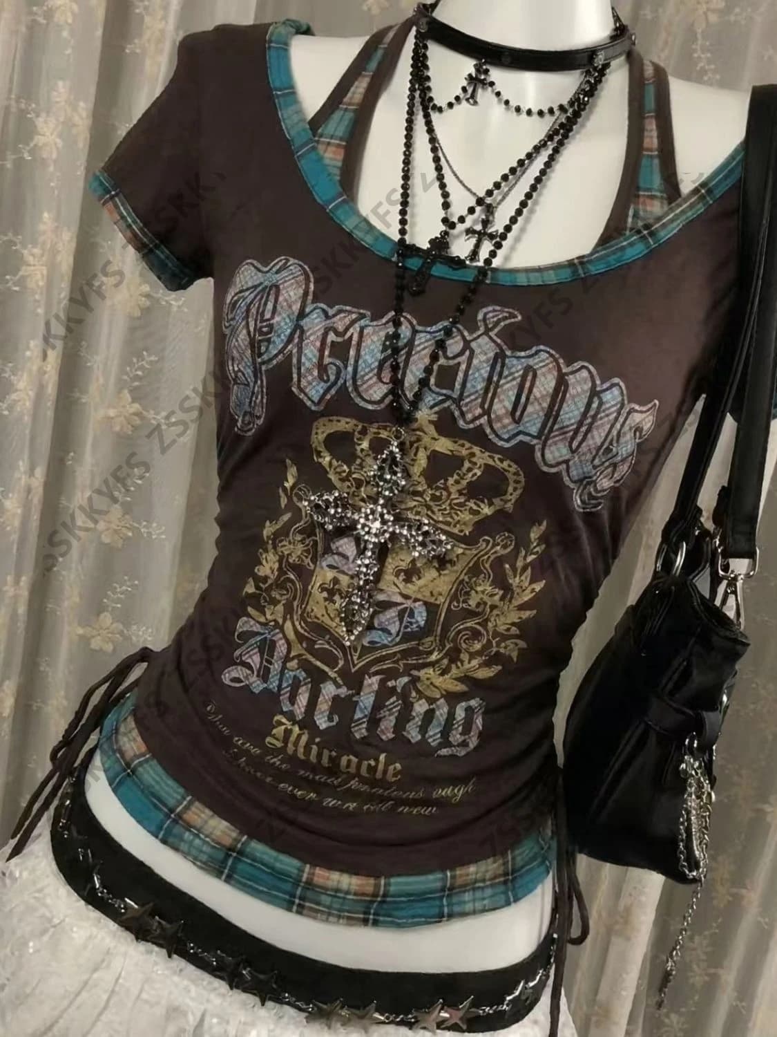 Himekaji T shirts Y2k Women Letter Gothic Streetwear Harajuku Punk 90s Clothes Japanese Girl Short-sleeved Tees Kawaii Crop Tops