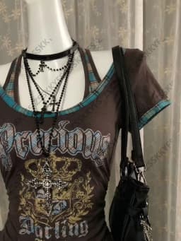 Himekaji T shirts Y2k Women Letter Gothic Streetwear Harajuku Punk 90s Clothes Japanese Girl Short-sleeved Tees Kawaii Crop Tops