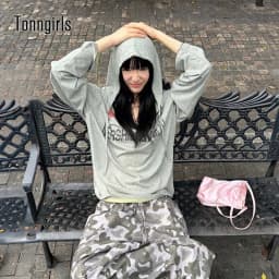 Tonngirls Y2k Vintage T-shirt Women Casual Loose Print Graphic Tops Hooded Japanese 2000s Grunge Tops Streetwear Aesthetic Tops