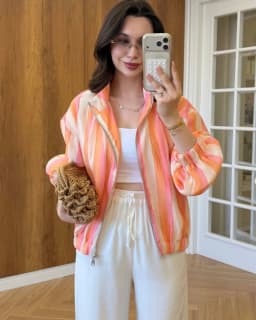 Women's Jacket 2026 New Summer Long Sleeve Loose Stripe Jacket for Women Stylish Chic Personality Coat Ladies Outerwear