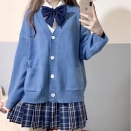 Mikasa cosplay pink cardigan sweater, Japanese cardigan V-neck knit sweater jacket is perfect for JK uniform matching