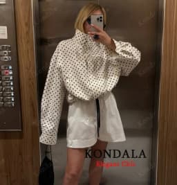 Lady Casual Polka Dot Jacket Stand-up Collar Bubble Yarn Loose Jacket 2026 Spring Fall Fashion High Street Holiday Women Jacket