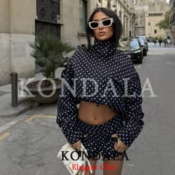 Lady Casual Polka Dot Jacket Stand-up Collar Bubble Yarn Loose Jacket 2026 Spring Fall Fashion High Street Holiday Women Jacket