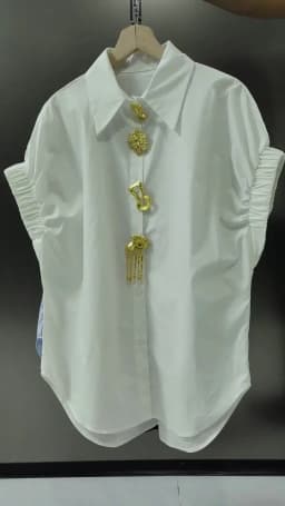 Luxury Design Removable Sequins Blouses Shirts Women 2026 Summer Trend Short Sleeve Black White Tops for Women рубашка женская