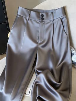 Silk Women's Pants Solid Color Champagne Ladies with Wide Leg Pants New High Waist Breathable Satin Summer Suit Women's Pants
