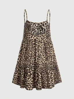 Ladies Leopard Print Halter Dress with Adjustable Straps Vintage Sexy Style Padded Gauze Skirt Fashionable And Versatile