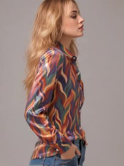 Women's Satin Printed Blouse Long Sleeve Button Down Shirt Turn Down Collar Loose Fit Elegant Casual Office Lady Spring Autumn
