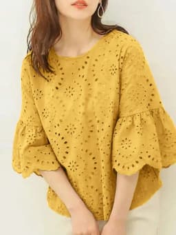 ZANZEA 3/4 Ruffle Sleeve Loose Blusa Women Hollow Out Lace Patchwork Solid Color Tops Everyday 2024 Summer Casual Elegant Blouse