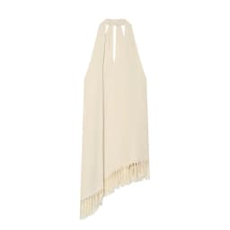 2026 Summer New Stylish Vacation Style Loose Halter V-Neck Tassel Irregular Top