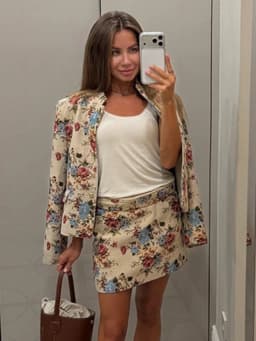 Vintage Floral Printed Jacket Mandarin Collar Long Sleeve Single Breasted Cropped Straight Coats Women Autumn Outfit Streetwear