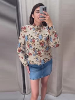 Vintage Floral Printed Jacket Mandarin Collar Long Sleeve Single Breasted Cropped Straight Coats Women Autumn Outfit Streetwear