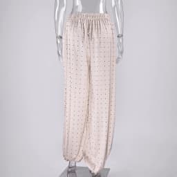 Linad Elegant Satin Long Lantern Pants For Woman 2026 Street Chic High Waist Trousers Spring Vintage Loose Ankle Length Pants