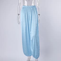 Linad Elegant Satin Long Lantern Pants For Woman 2026 Street Chic High Waist Trousers Spring Vintage Loose Ankle Length Pants