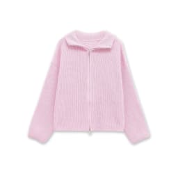 Spring New Arrivals Women's Loose and Lazy Style Sweater Cardigan Flared Lapel Long Sleeve Double Chain Stripe Knit Coat