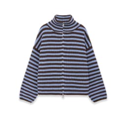 Spring New Arrivals Women's Loose and Lazy Style Sweater Cardigan Flared Lapel Long Sleeve Double Chain Stripe Knit Coat