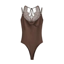 Women's Jumpsuit 2026 Spring New Solid Color Halter Neck Lace Splice Sexy Slim-Fit Romper Personalized Fashion