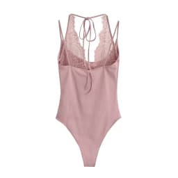 Women's Jumpsuit 2026 Spring New Solid Color Halter Neck Lace Splice Sexy Slim-Fit Romper Personalized Fashion