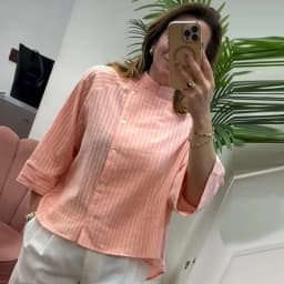 HXAO Striped Loose Shirt Women's Shirt Summer 2026 Elegant Asymmetric Button Mid Sleeve Tops For Woman Casual High Street Blouse