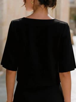 Women's Short Sleeve Split Sleeve Blouse Round Neck Top Elegant Office Wear Casual Summer Fashion Shirt